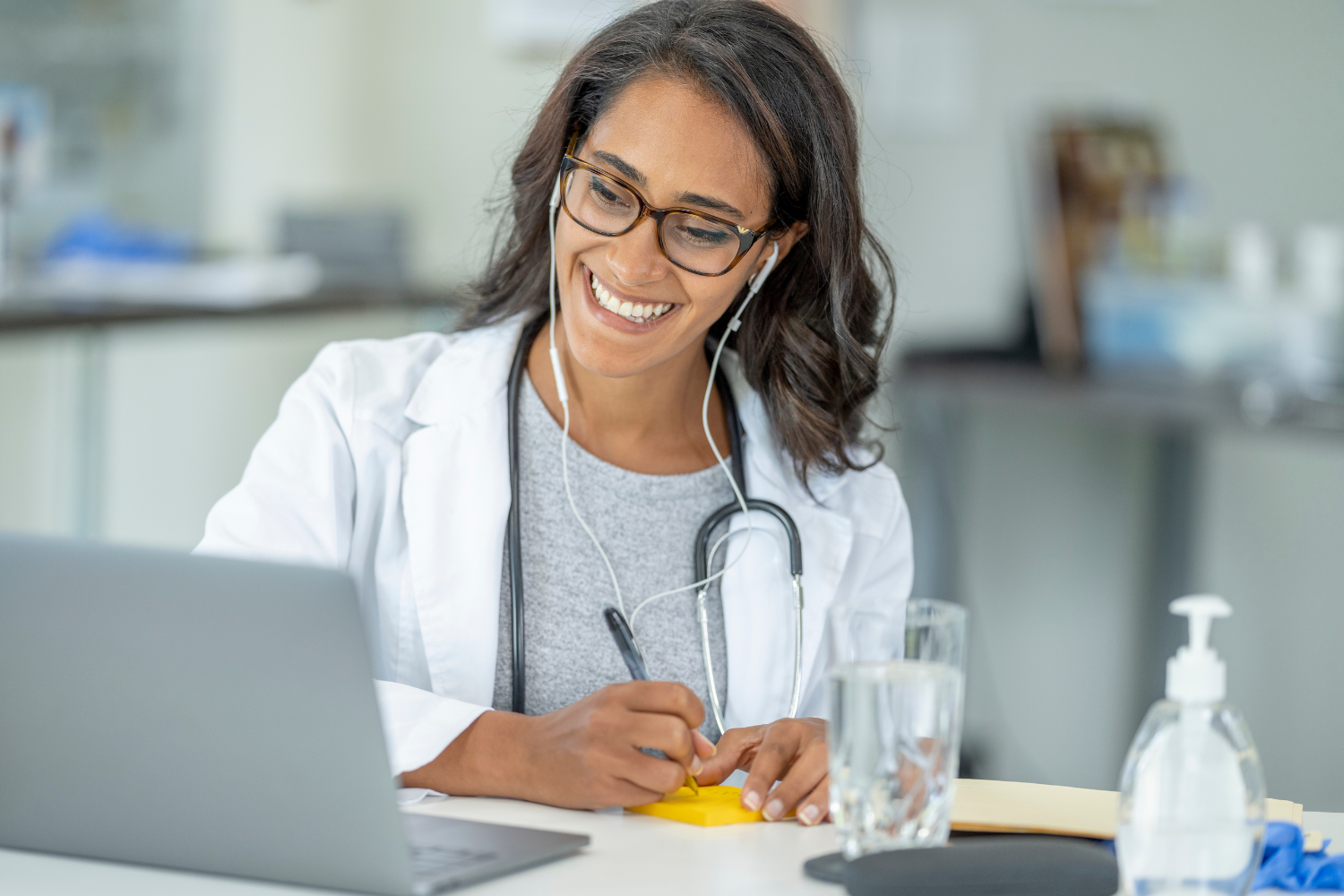 Doctor on a computer for a virtual appointment